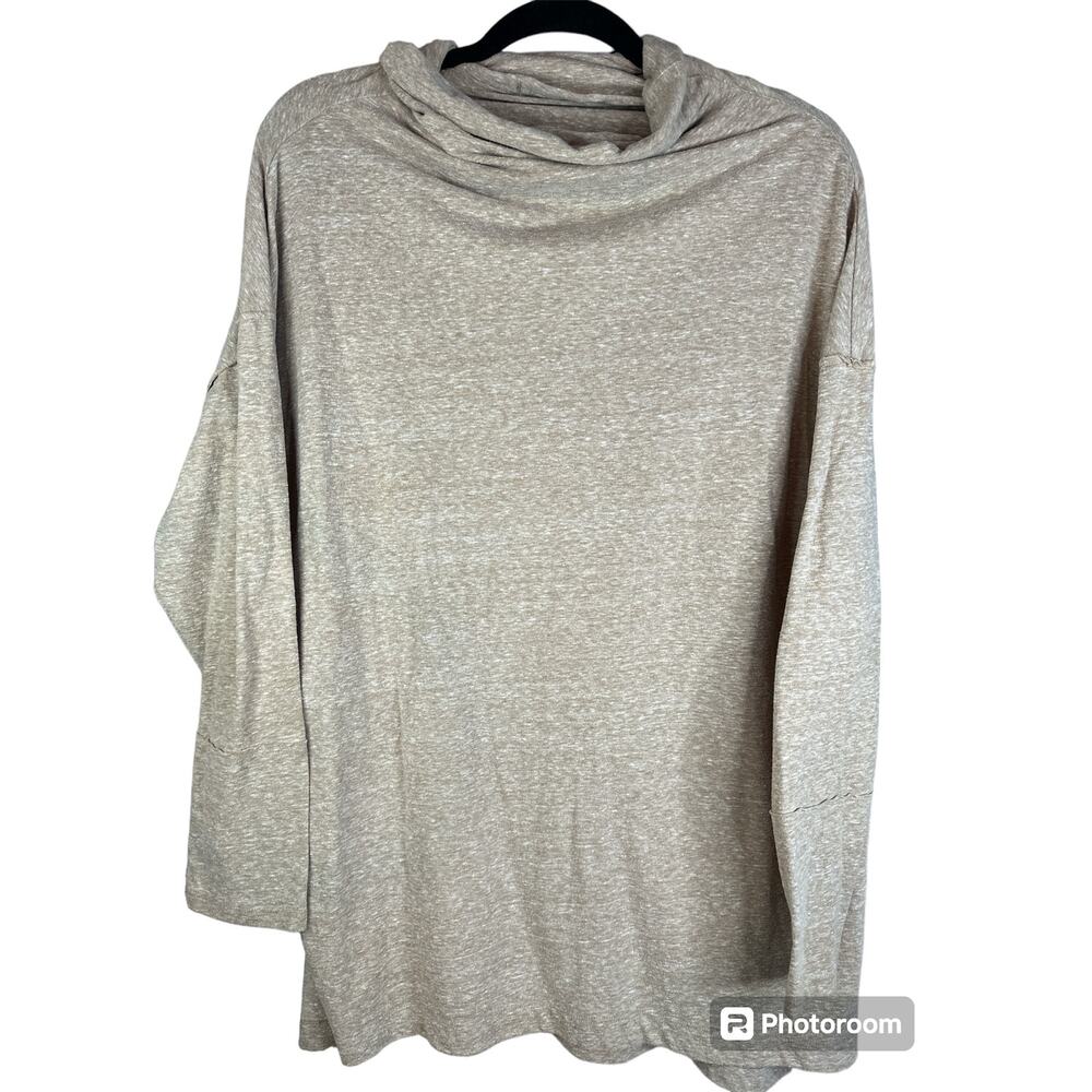 We The Free Beige/ Tan Long Sleeve Cowl Neck Raw Hem Bella Vista Blouse Size XS
